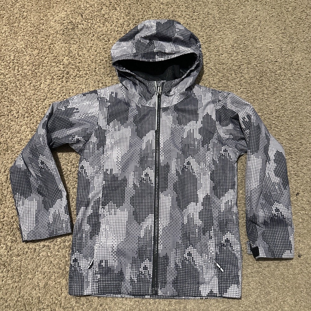 Columbia Windbreaker Rain Jacket Kids Full Zipper Hooded Size 6/7 Gray